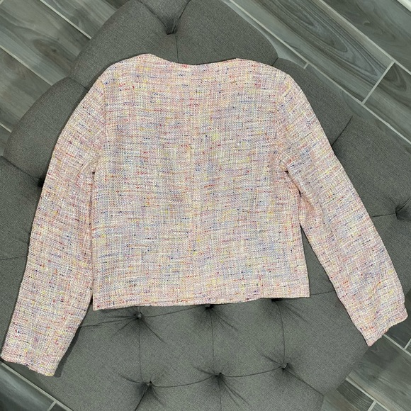 UNIQUE21 - 2 PIECE SET - Tweed Long Sleeve Fitted Blazer & Mini Skirt - Pink - Picture 2 of 8